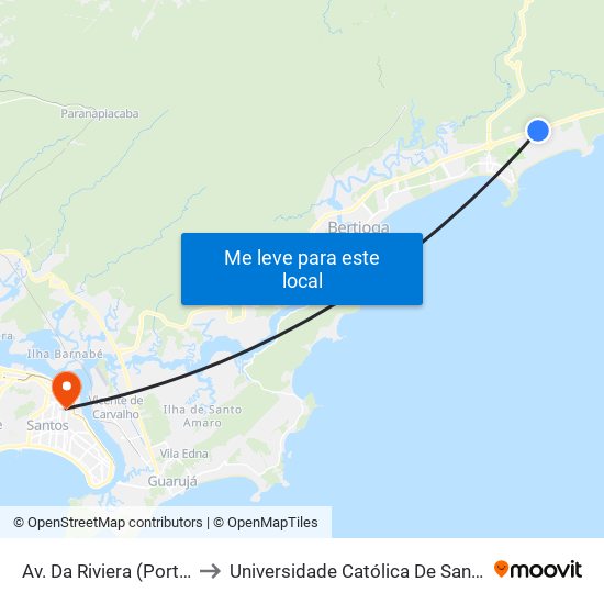 Av. Da Riviera (Portal) to Universidade Católica De Santos map