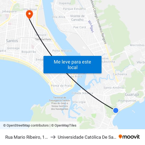 Rua Mario Ribeiro, 1611 to Universidade Católica De Santos map