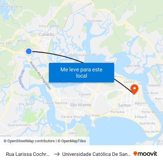 Rua Larissa Cochrane to Universidade Católica De Santos map
