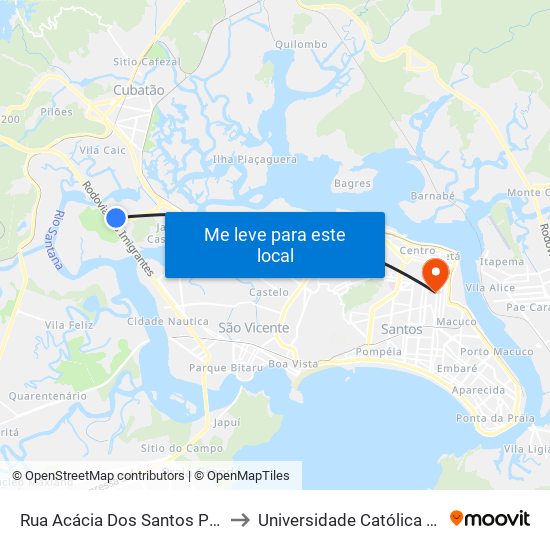 Rua Acácia Dos Santos Pereira, 418 to Universidade Católica De Santos map