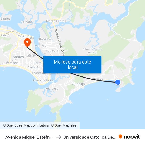 Avenida Miguel Estefno, 4837 to Universidade Católica De Santos map