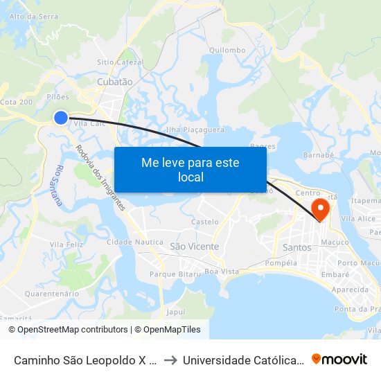 Caminho São Leopoldo X Av. Principal to Universidade Católica De Santos map