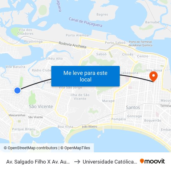 Av. Salgado Filho X Av. Augusto Severo to Universidade Católica De Santos map