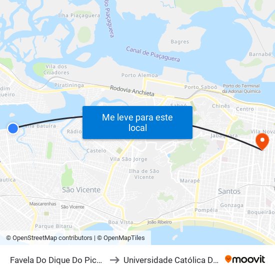 Favela Do Dique Do Picarro, 419 to Universidade Católica De Santos map