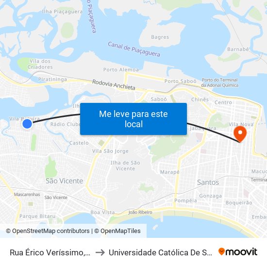 Rua Érico Veríssimo, 493 to Universidade Católica De Santos map