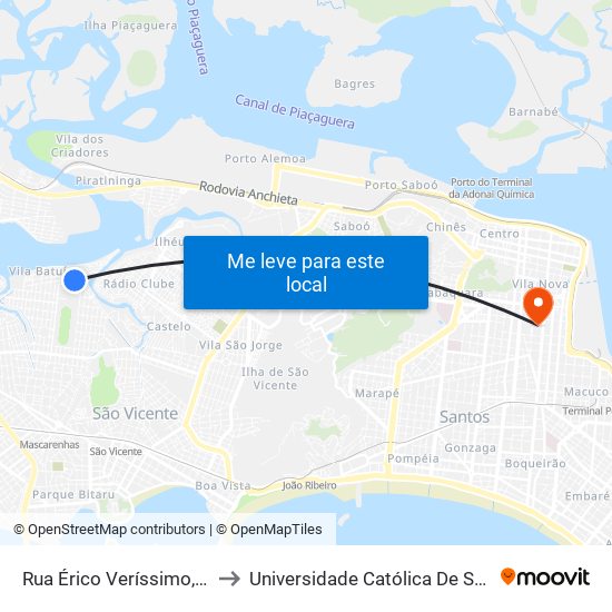 Rua Érico Veríssimo, 142 to Universidade Católica De Santos map