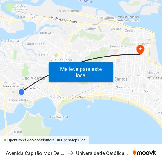 Avenida Capitão Mor De Aguiar, 237 to Universidade Católica De Santos map