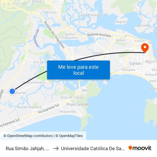 Rua Simão Jahjah, 979 to Universidade Católica De Santos map