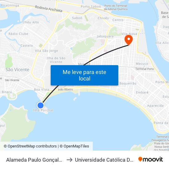 Alameda Paulo Gonçalves, 111 to Universidade Católica De Santos map