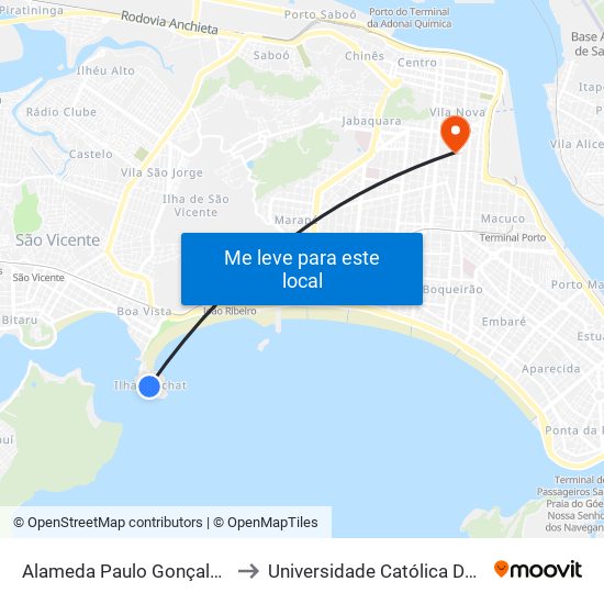 Alameda Paulo Gonçalves, 558 to Universidade Católica De Santos map