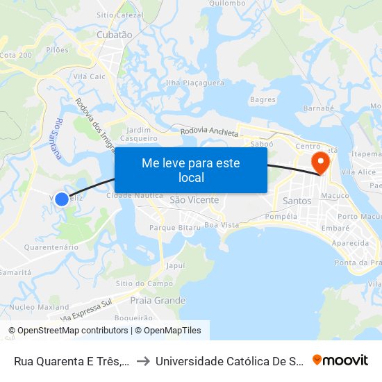 Rua Quarenta E Três, 308 to Universidade Católica De Santos map