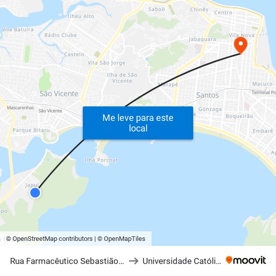 Rua Farmacêutico Sebastião Alves Delmar, 241 to Universidade Católica De Santos map