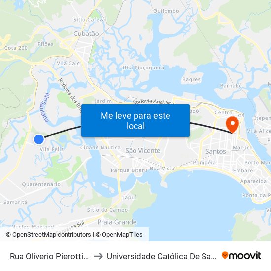 Rua Oliverio Pierotti, 20 to Universidade Católica De Santos map