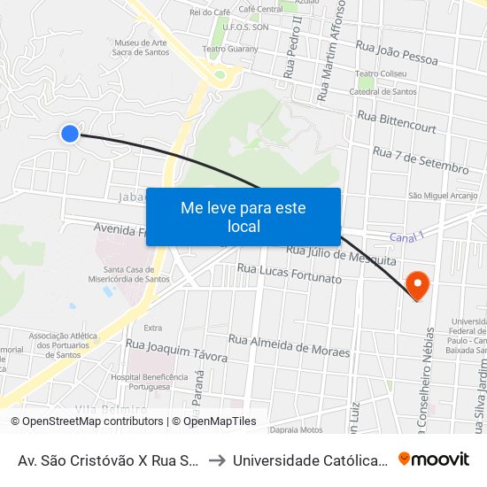 Av. São Cristóvão X Rua São Bernardo to Universidade Católica De Santos map