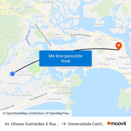 Av. Ulisses Guimarães X Rua Mário Davis Lerner to Universidade Católica De Santos map