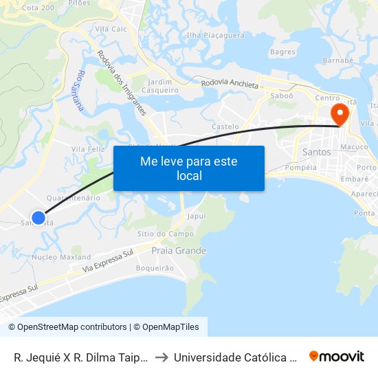R. Jequié X R. Dilma Taipina Pedro to Universidade Católica De Santos map