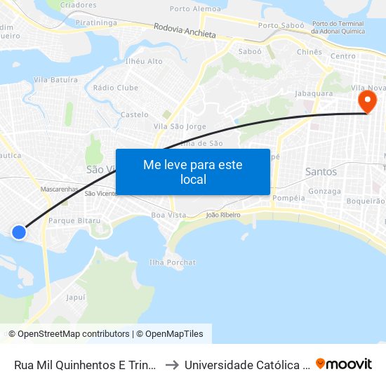 Rua Mil Quinhentos E Trinta E Três, 12 to Universidade Católica De Santos map