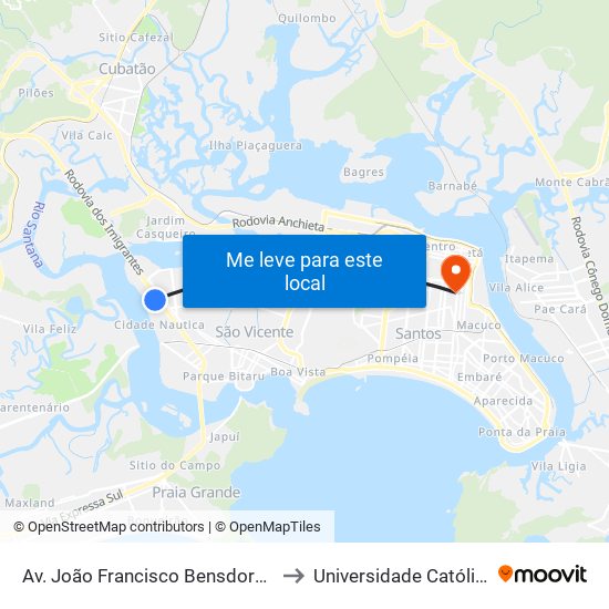 Av. João Francisco Bensdorp X Rua José Rites to Universidade Católica De Santos map