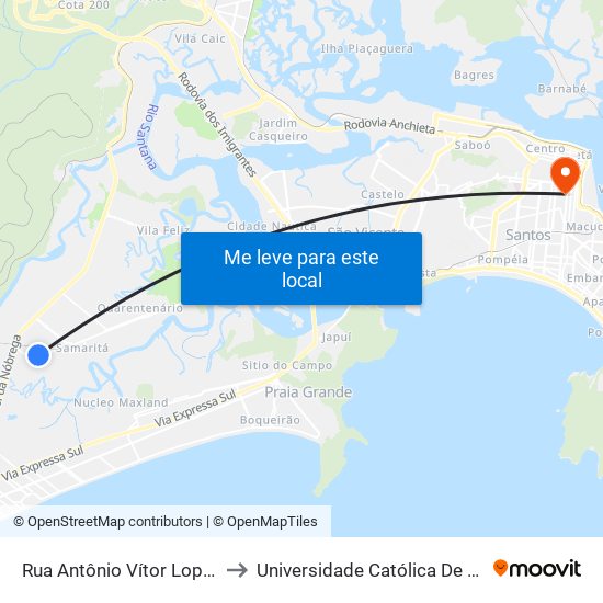 Rua Antônio Vítor Lopes, 30 to Universidade Católica De Santos map