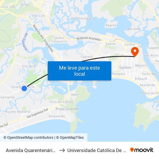 Avenida Quarentenário, 108 to Universidade Católica De Santos map