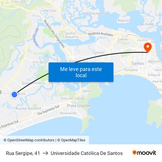 Rua Sergipe, 41 to Universidade Católica De Santos map