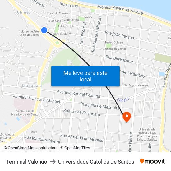 Terminal Valongo to Universidade Católica De Santos map