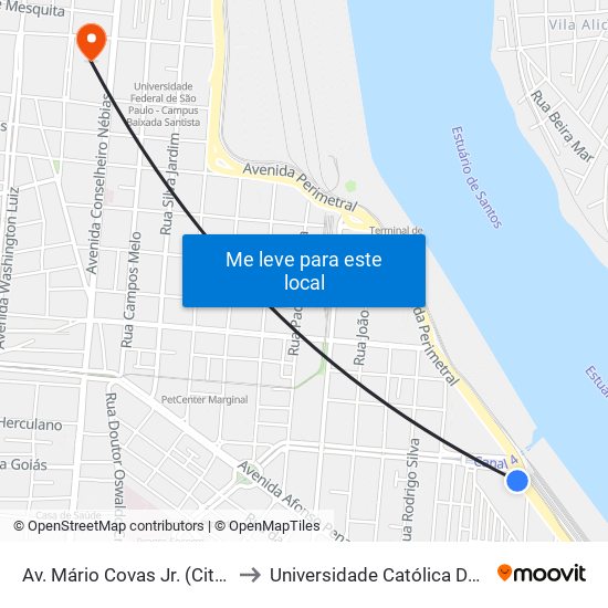 Av. Mário Covas Jr. (Citrosuco) to Universidade Católica De Santos map