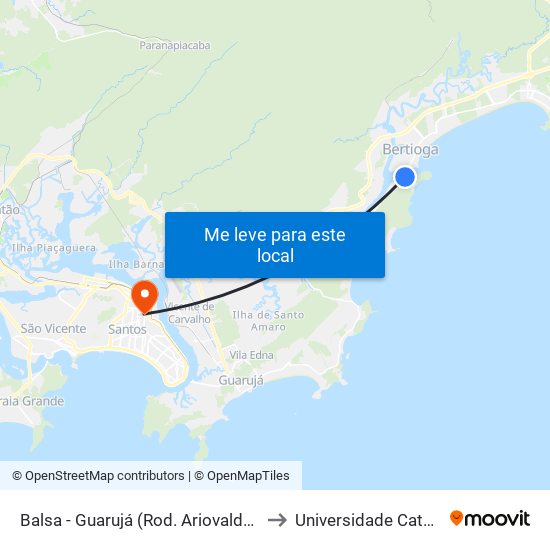 Balsa - Guarujá (Rod. Ariovaldo De Almeida De Viana) to Universidade Católica De Santos map