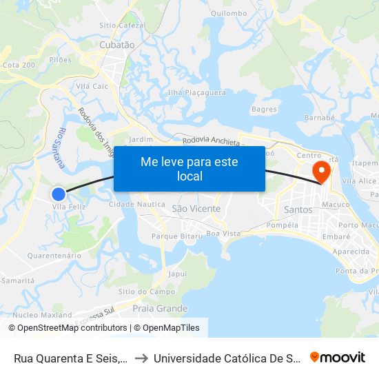 Rua Quarenta E Seis, 388 to Universidade Católica De Santos map