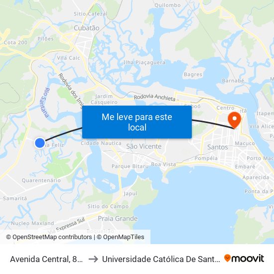Avenida Central, 856 to Universidade Católica De Santos map