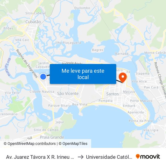 Av. Juarez Távora X R. Irineu Abilheira De Castro to Universidade Católica De Santos map