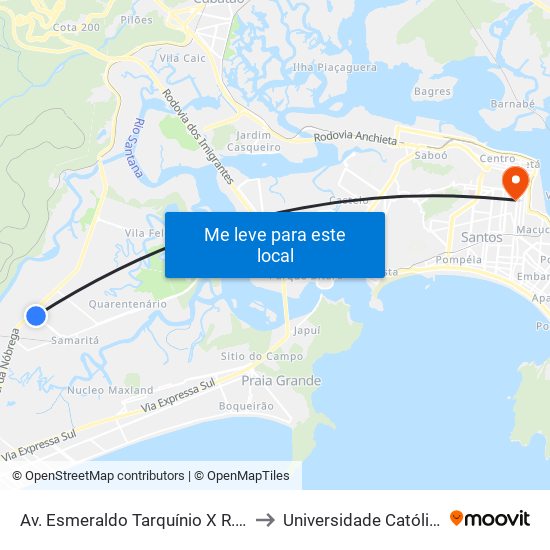 Av. Esmeraldo Tarquínio X R. Artur Dos Santos' to Universidade Católica De Santos map