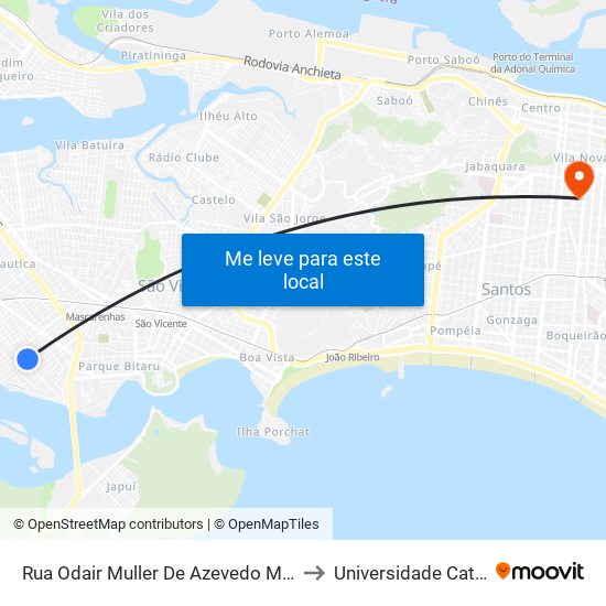 Rua Odair Muller De Azevedo Marques X Rua Monte Plano to Universidade Católica De Santos map