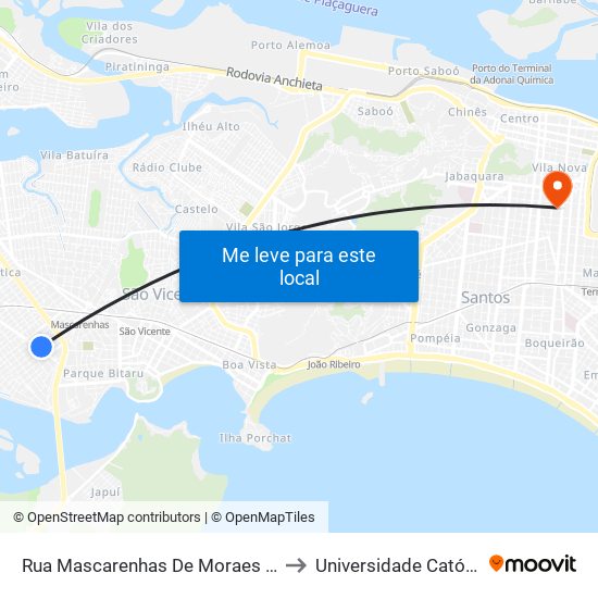 Rua Mascarenhas De Moraes X Av. Nações Unidas to Universidade Católica De Santos map