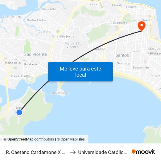 R. Caetano Cardamone X R. Jardel Filho to Universidade Católica De Santos map