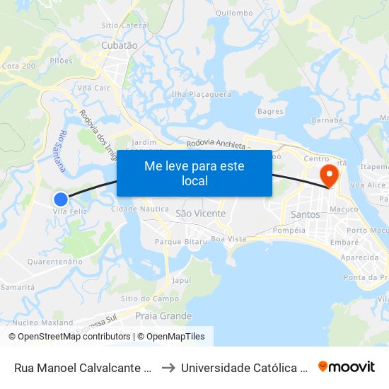 Rua Manoel Calvalcante Souza, 506 to Universidade Católica De Santos map