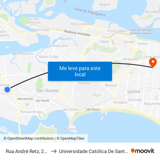 Rua André Retz, 282 to Universidade Católica De Santos map