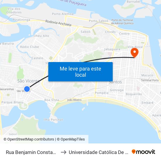 Rua Benjamin Constant, 206 to Universidade Católica De Santos map