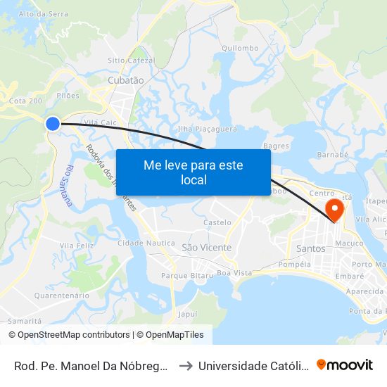 Rod. Pe. Manoel Da Nóbrega (Morro Do Índio) to Universidade Católica De Santos map