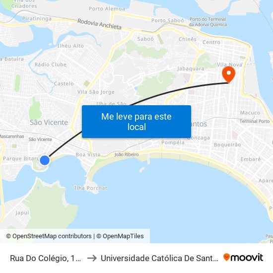 Rua Do Colégio, 183 to Universidade Católica De Santos map