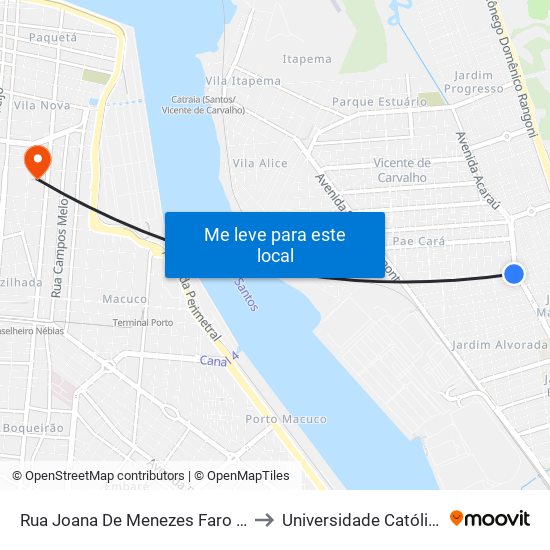 Rua Joana De Menezes Faro X Av. Mario Daige to Universidade Católica De Santos map