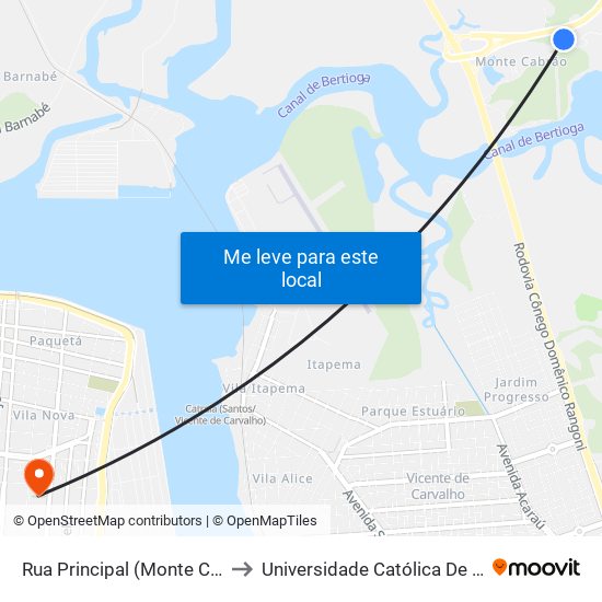 Rua Principal (Monte Cabrão) to Universidade Católica De Santos map