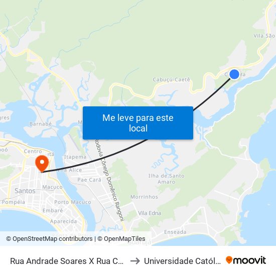 Rua Andrade Soares X Rua Caramuru Do Caruara to Universidade Católica De Santos map