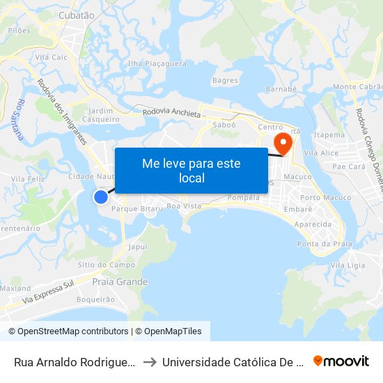 Rua Arnaldo Rodrigues, 377 to Universidade Católica De Santos map