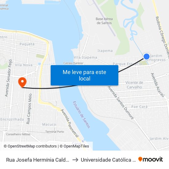 Rua Josefa Hermínia Caldas, 245-307 to Universidade Católica De Santos map