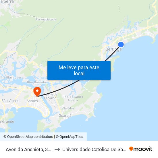 Avenida Anchieta, 3095 to Universidade Católica De Santos map