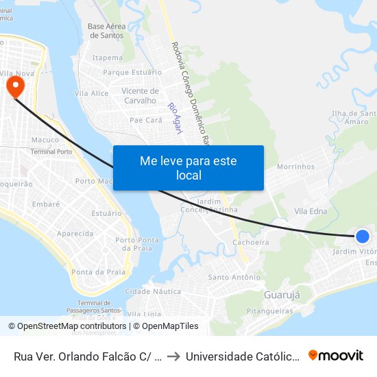 Rua Ver. Orlando Falcão C/ Rua Colômbia to Universidade Católica De Santos map
