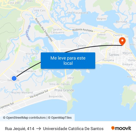 Rua Jequié, 414 to Universidade Católica De Santos map