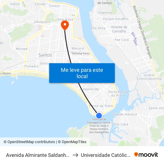 Avenida Almirante Saldanha Da Gama, 63 to Universidade Católica De Santos map