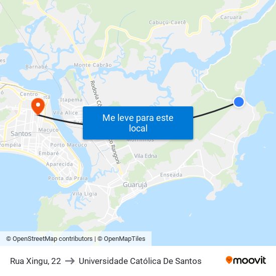Rua Xingu, 22 to Universidade Católica De Santos map